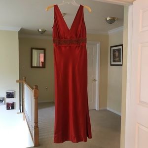 Formal Silk Gown with embroidered waistline